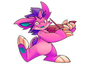 Rhubarb playing violin. Art by Scruff